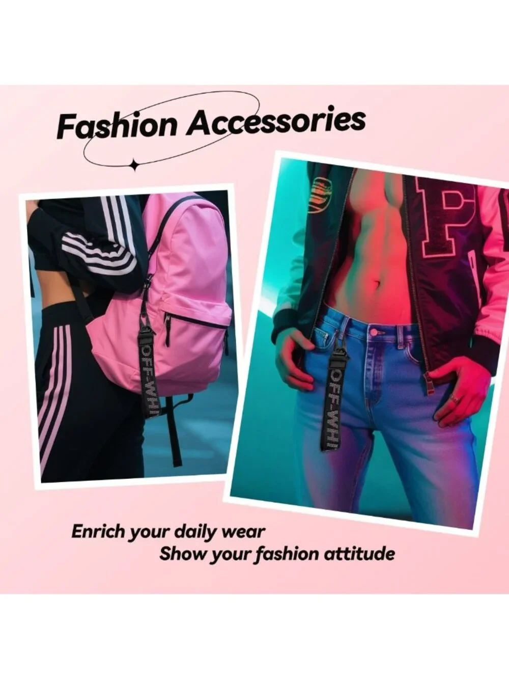 Trendy Webbing Keychain Wrist Strap, Car Key Accessories & Letter Pendant Charm